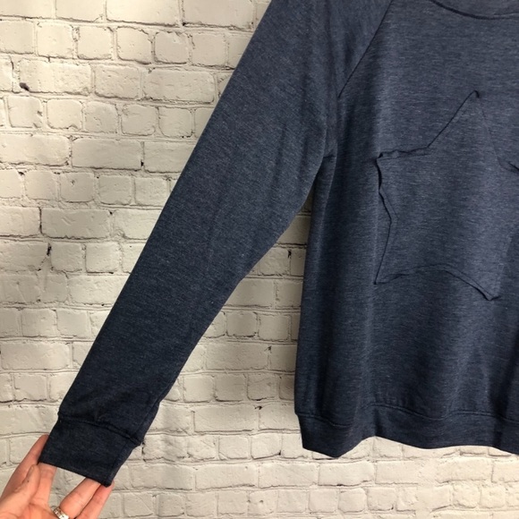 Crescent Star Patch Pullover Blue Loungewear - Picture 4 of 5